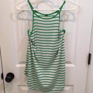 Halter Sleeveless Green and White Tank